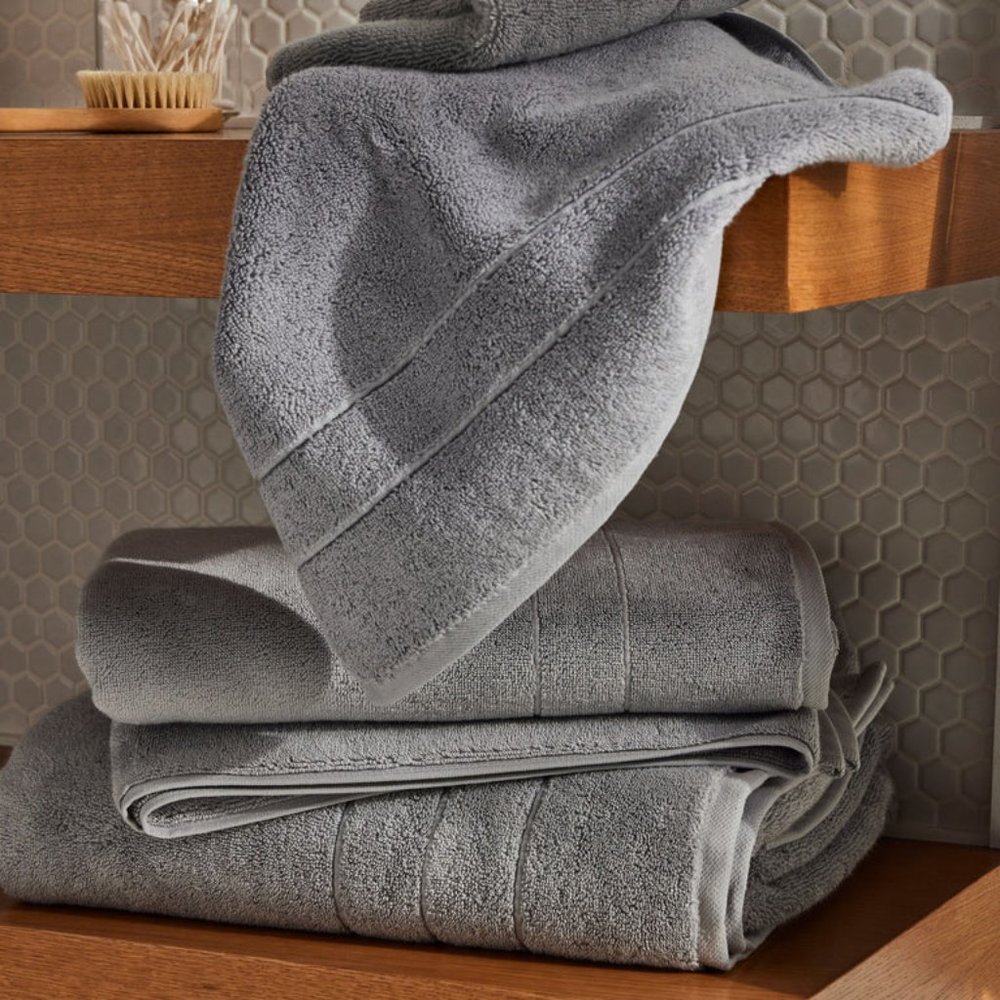 Brooklinen Luxury Super-Plush Spa Hand Towels in Smoke Gray - Set of 2